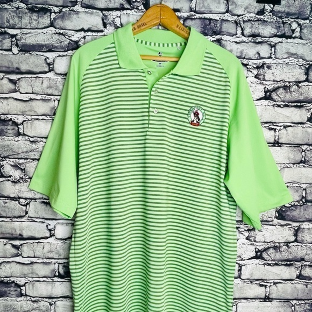PINEHURST 1907 No2 by Putterboy Performance Size L Men's Polo Golf Shirt Striped